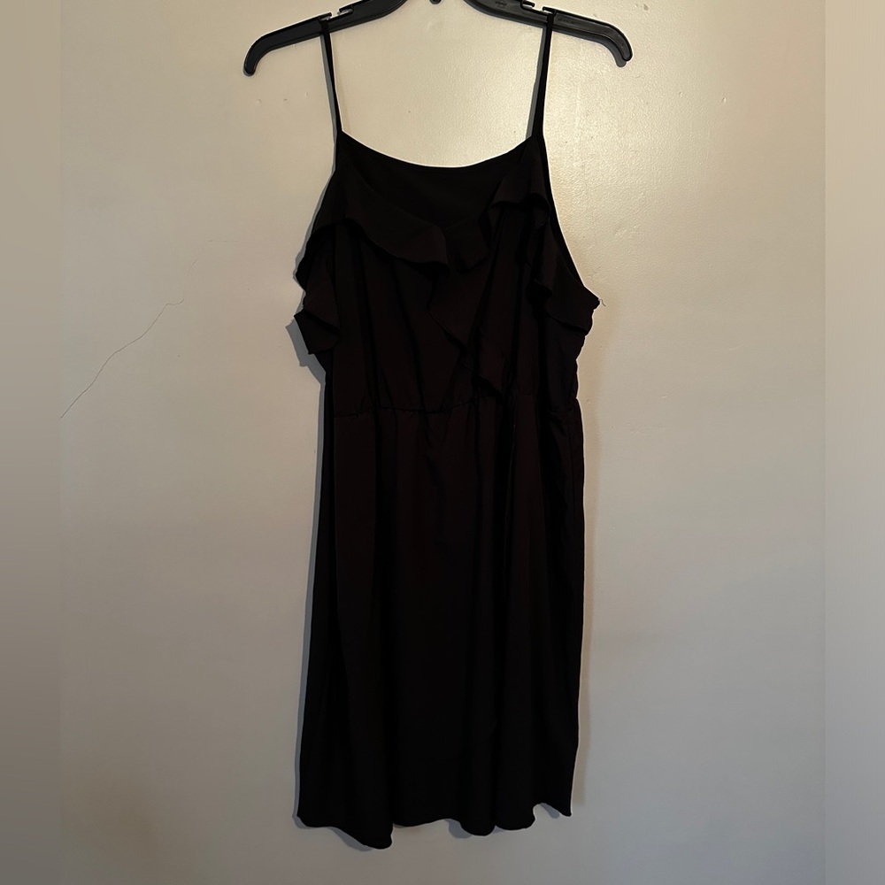 Shein Curve Ruffle Trim Cami Dress, 3XL (18), black. Worn once, like new